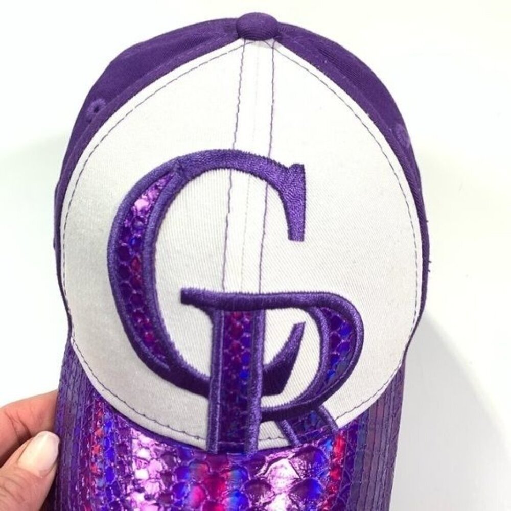 Colorado Rockies Baseball Hat Purple White Iridescent Brim Size Girls Youth - Picture 3 of 11